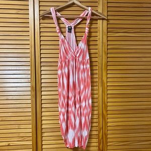 H&M Coral and White Tulip Hem Dress